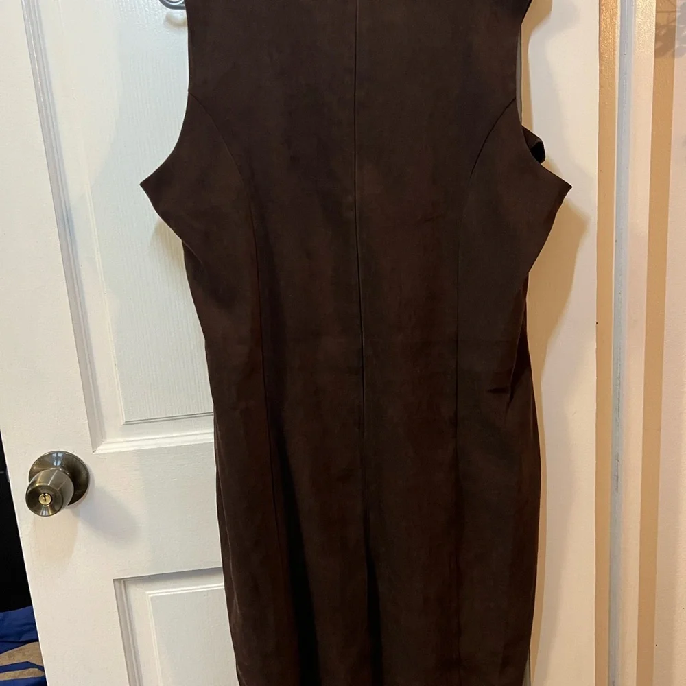 Vintage Faux Suede Midi Dress Sleeveless size 16 - Picture 1 of 9